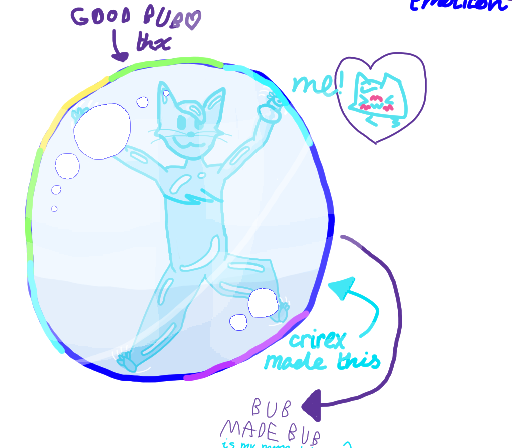 Just a random bubble I drew to test Magma since we swapped over to it instead of WhiteboardFox. Eventually, Crirex came along and stuffed me inside the bubble of my own creation.